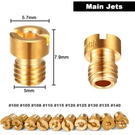 Naraku Juego De Chorro Laterales Para Carburador Dellorto PHBG/PHBD – 10 Boquillas M5 (Tamaños 30-50) – Precisión Para Tuning Y Mantenimiento