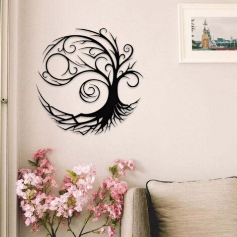 Arte Pared Rama Alambre Con 3 Pájaros – Silueta Metálica Negra Para Jardín O Interior