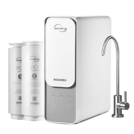 iSpring RO400EU Filtro dell'Acqua Sottolavello ad Osmosi Inversa, 400 GPD, Puro allo Scarico 2:1, senza Serbatoio, Riduzione Efficace del TDS