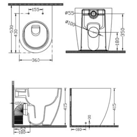 WC NEW LUNA Installazione Filomuro + Sedile Termoindurente Soft Close SLIM Ceramica - Colore BIANCO
