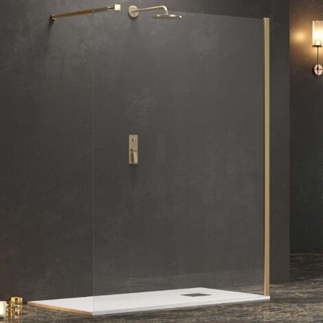 Parete doccia walk-in cristallo trasparente h200cm 8mm profilo oro, seleziona misura 140 (1/2)