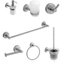 Set 7 pezzi Accessori Bagno in Acciaio inox Aisi 18/10 ''Uno Satine''
