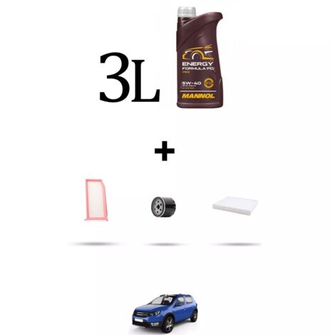 Kit tagliando 3 FILTRI e 3L OLIO compatibile con Dacia Sandero II 1.0 Sce 54kw dal 2016 (1/4)