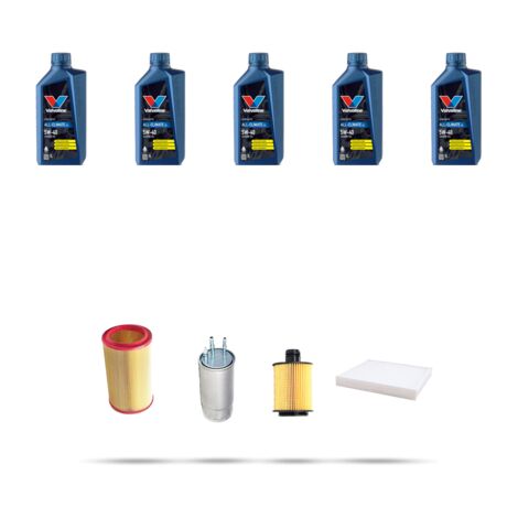 Kit tagliando 4 FILTRI e 5L OLIO compatibile con Lancia Delta III (844) 1.9 TwinTurbo MJT 140kw dal 2009
