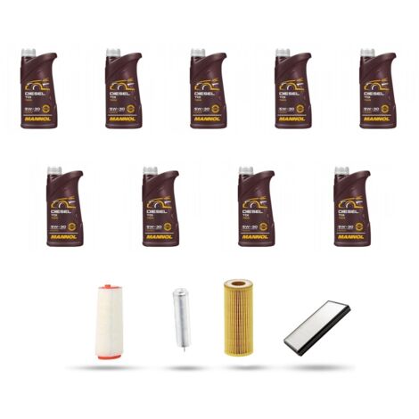 Kit tagliando 4 FILTRI e 9L OLIO compatibile con Bmw serie 5 (E60/E61) 530d 173kw dal 2007 al 2010 (1/5)