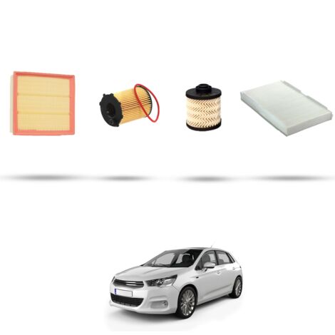 Kit tagliando 4 filtri compatibile con Citroen C4 II 1.6 Bluehdi 85kw dal 2014