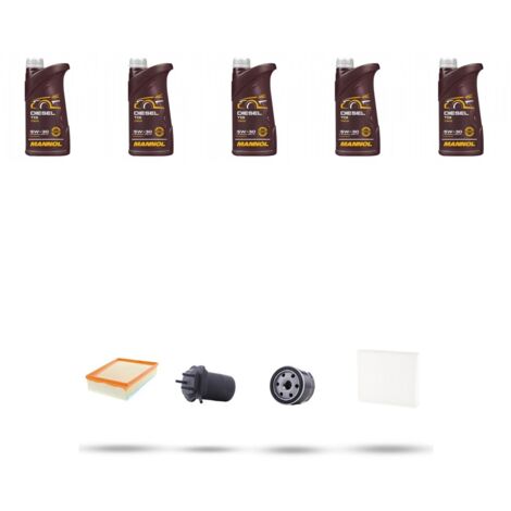 Kit tagliando 4 FILTRI e 5L OLIO compatibile con Renault Scenic II / Grand Scenic 1.5 Dci 60kw Dal 2003 al 2005