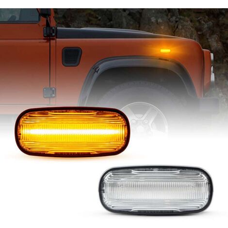 KIT 2 INDICATORI DI DIREZIONE LATERALI A LED COMPATIBILE CON LAND ROVER Discovery 2  Freelander 1  Defender  VETRO TRASPARENTE