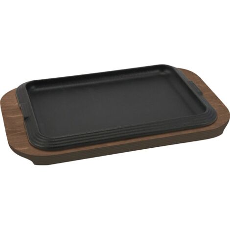 ILSA Piatto in Ghisa con Vassoio in Legno, cm 30x22