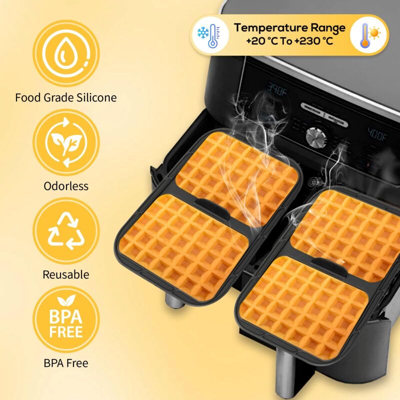 Stampo Waffle Per Friggitrice Ad Aria Ninja - 2 Pezzi In Silicone