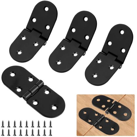 8 Pcs Small Folding Table Hinges 180° Folding Hinges - Small Hinges for Tables, Doors, Sewing Machines (Mini Black Hinges)