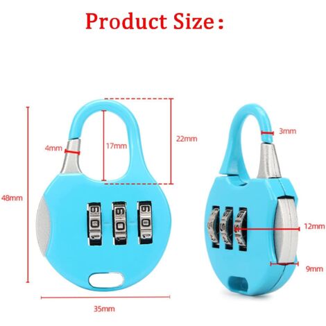 Pack Combination Travel Lock, Colorful Combination Lock, Mini 3 Digit ...