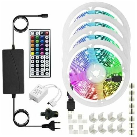 20m RGB LED Strip, Dimmable Bluetooth LED Light Strip with App Control, 44 Button Remote Control, Timer Setting, Music Mode, 24V LED for Living Room Bedroom (5m×4)