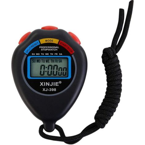 Chronograph with LCD display and stopwatch, Black (1/4)