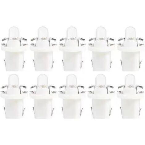 10Pcs T5 LED Bulbs with Holder, 12V BAX10d B8.5D Car Dashboard Light Bulbs for Car Motorcycle - White (1/5)