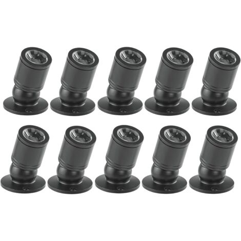 Mini LED Spotlight Mini Recessed Ceiling Spotlight 1W with Driver 100-265V AC for Home/Wine Cabinet/Jewelry Cabinet/Living Room/Closet, 10pcs[Energy Class A+] (Black, Warm Light)