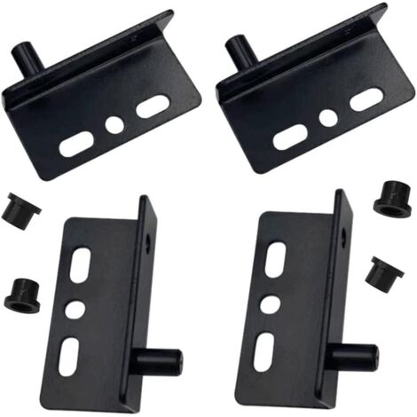 4 Pcs Door Pivot Hinges with Bushing, Black Right Angle Hinge Hardware Accessories with Screws and Plastic Caps