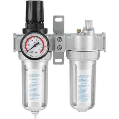 Compressed Air Filter Regulator Lubricator,Air Compressor Filter Regulator,Compressed Air Filter Regulator Combo Moisture Trap Oil Water Lubricator SFC400 Filter(G1/2) (1/5)