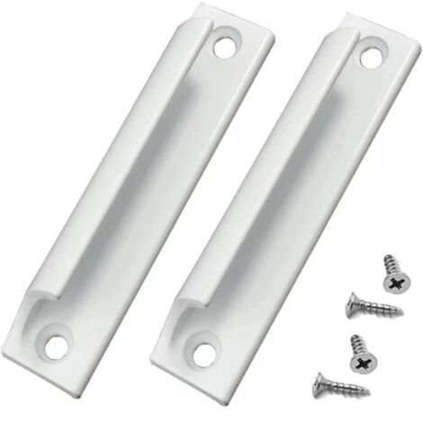 2pcs Aluminum Alloy Handle  Sliding Door Handle  Balcony Door Handle  Cabinet Drawer Handle  For Windows, Furniture Hardware with Screws(White)