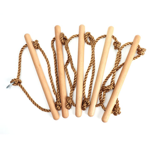 Outdoor Accessories – Kids Rope Ladder  Tree Ladder Play Equipment  Slackline Wooden Ladder with Spring Hooks  Seesaw Rope Ladder
