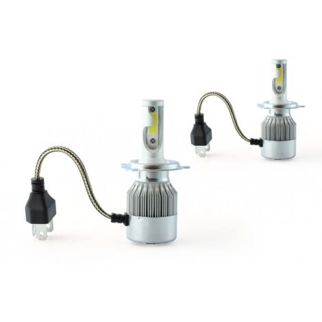 Pair of LED lamps for car and motorcycle C6 H4 6000K headlights white light bulbs (1/5)