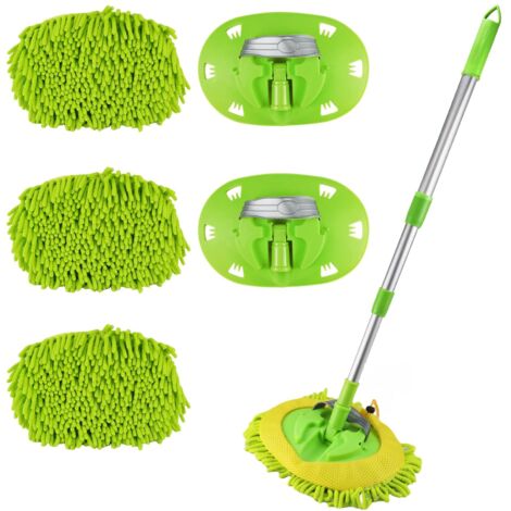 118CM Car Wash Brush Exterior Telescopic Cleaning Kit, 2 in 1 Telescopic Motorhome Cleaning Brush, WITH 3 Brooms/2 Replacement Covers, for Caravan, Truck, Cars (1/5)