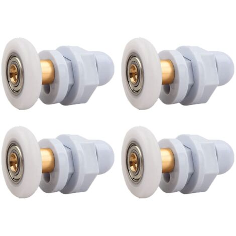 Shower Door Rollers, 4 Pieces Brass Shower Door Rollers, Sliding Door Rollers, for Replacement Shower Sliding Glass Door Runners Rollers (25MM) (1/5)