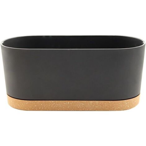 One-piece planter with drainage holes and tray, suitable for indoor and outdoor use, contemporary style, light grey, 40 x 17.8 cm