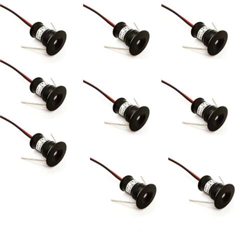 Black 9 Pack 12V 1W Mini LED Recessed Ceiling Spotlights for Kitchen, Staircase, Closet, Hallway, DIY Lighting, Warm White, Cool White, Showcases, Cabinet, Small Ceiling, IP65，3000k，120°