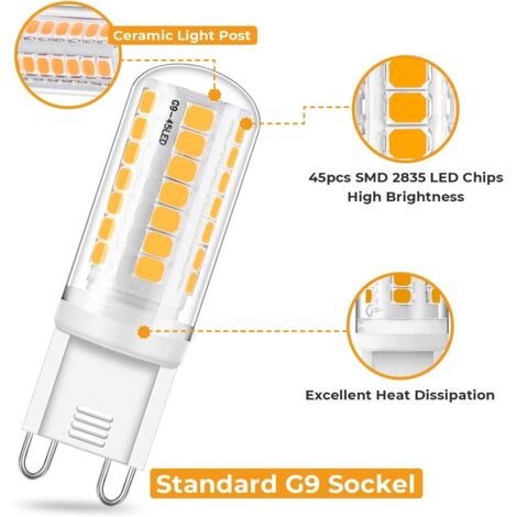 G9 LED Bulb Dimmable 3W, G9 LED Warm White 3000K G9 Bulb Pen Sock, No ...
