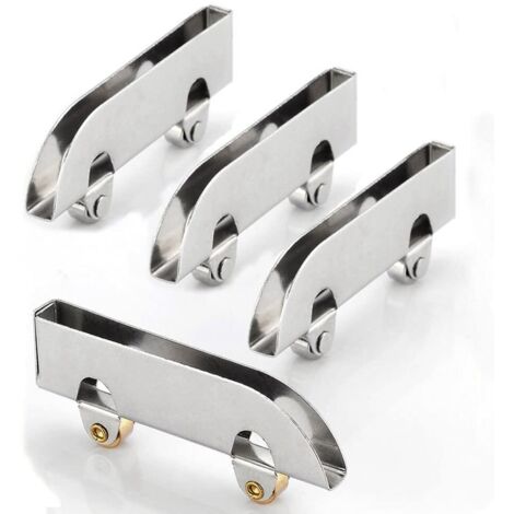 4pcs Stainless Steel Glass Sliding Pulley Wardrobe Rail Sliding Wheel Double Glass Wheel Cabinet Door Pulley 5mm Thick Glass Pulley (1/5)