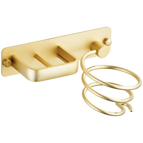 Hair Dryer Holder, Hair Straightener Holder with Cable Management, Metal Wall Mount for Storing Hair Dryer, Straightener, Hair Brushes and More (Gold)