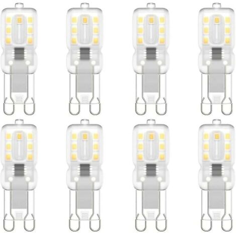 Pack of 8 G9 LED bulbs, G9 LED 220 V Natural white 4000 K 3 W equivalent to 30 W halogen [Energy class E] (1/5)