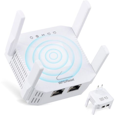 Powerful 1200Mbps WiFi Repeater, 2.4GHz and 5GHz Dual Band WiFi Amplifier, Repeater/AP/Router Modes, 4 Antennas, WiFi Range Extender Compatible with All Internet Boxes, EU Plug (1/5)
