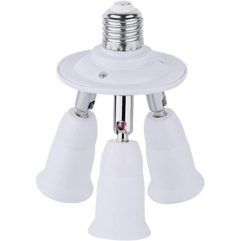 3 in 1 E27 Adapter for Studio, Triple Screw Socket for LED Bulbs, Three Lamp Ceiling Light Holder, 360 Degree Adjustable, Multiple E27 Socket for UV Disco Lamp, White