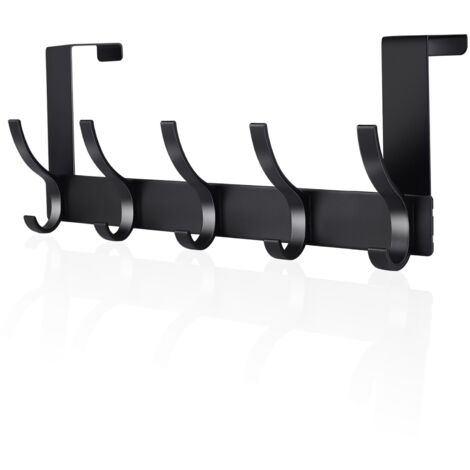 Door Hooks, Stainless Steel Hanging Hooks (Black) (1/4)