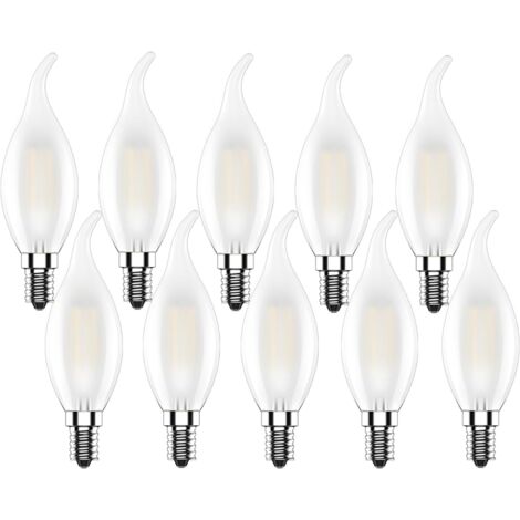 E14 LED Candle Bulb, 4W Flame Bulb, LED Filament Warm White 2700K, Edison Candle Shape Lamp 400LM, Non-Dimmable, Matte, 10 Pieces [Energy Class E]