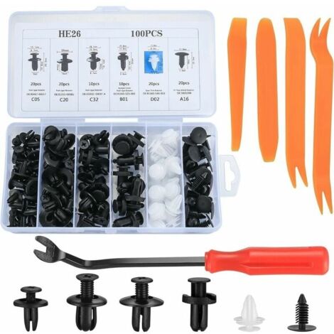 Interior Equipment Accessories, Car Plastic Clips Rivets Fastener Set, Universal Black Plastic Rivets Protective Fastener for Auto Cars Door Panels Trim (1/5)