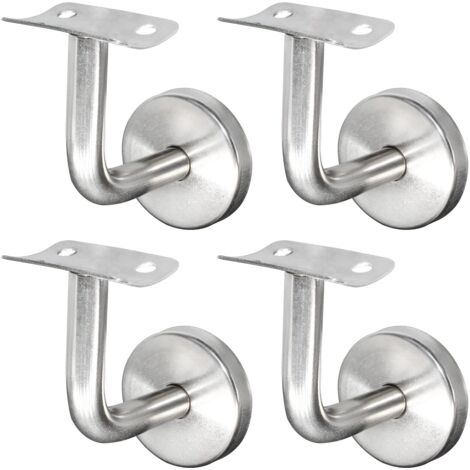 304 Stainless Steel Handrail Bracket for Staircase Railing Wall Mount Wooden Railing Silver (4 Pieces)