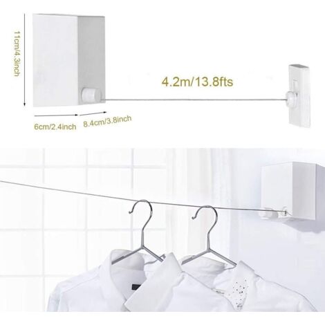 Laundry Rack Pull String Indoor Outdoor Retractable Clothesline Wall Mounted Laundry Drying Rack ...