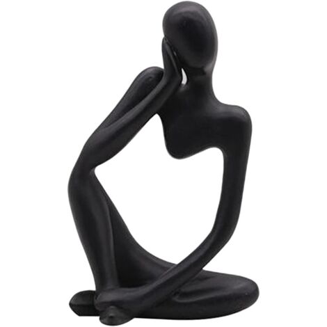 The Thinker Statue, Resin Thinker Sculpture Abstract Statue Modern Character Figurines Home Decor Office Desk Ornament Birthday Gifts Black Left