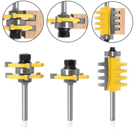 Three Tooth Bit 3Pcs 6mm Shank Carbide Chisel Bit Set - 3 Tooth T-Shaped Tongue and ...