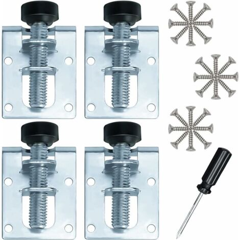 Adjustable Furniture Leveling Feet Galvanized Iron M10 Levelers for Furniture, Tables, Cabinets, Workbenches and Shelves (4 Pieces) (1/4)