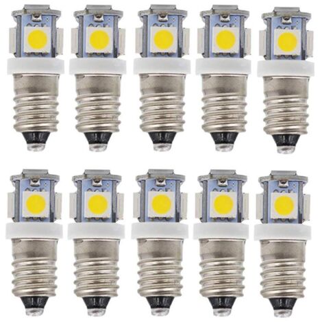 E10 AC LED Bulbs-10 pcs 6V 5 LED Lamps-E10 Miniature Screw 50Lm (AC 6V) (1/5)