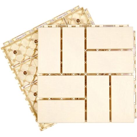 Square Wood-Plastic Decking, Interlocking Composite Tiles, Outdoor Decking, Roofs, Gardens, Patios, Self-Laying Parquet Flooring (Bianco, 3030cm 1pcs)