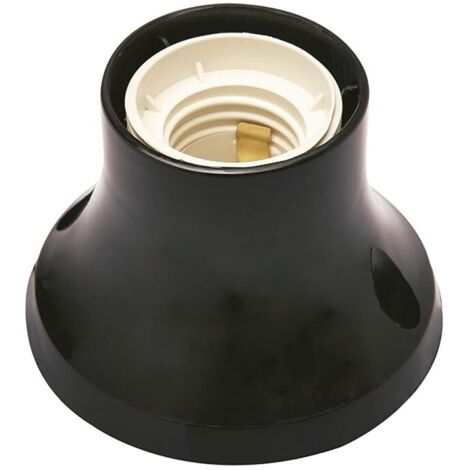 PP0500.2X E27 Lampholder - Straight Base Lampholder - E27 Lampholder with Spring Terminals and Brass Contacts - Plastic Lampholder Made in Italy - Black Lampholder