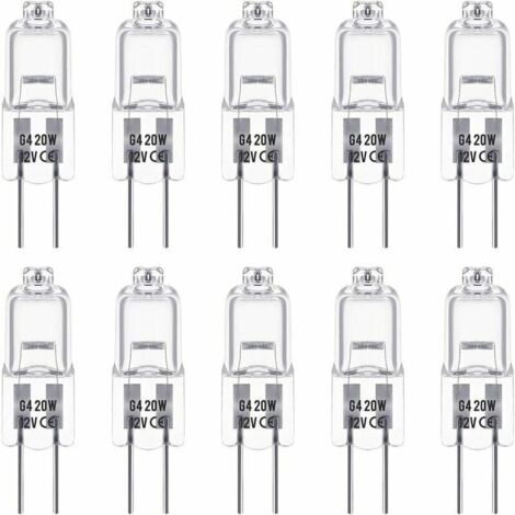 G4 Halogen Bulbs, 12V 20W, Warm White 3000K, 350LM, Dimmable, Clear, Pack of 10 (1/5)
