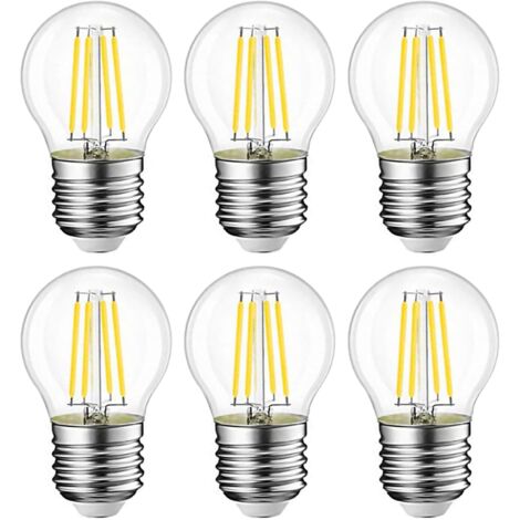 Pack of 6 Standard E27 LED Bulbs 4W Equivalent to 40W, Vintage E27 LED Bulb 470LM, 2700K Warm White Clear Color, Glass, 6 Pieces [Energy Class E] (1/5)