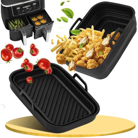 2 x Silicone Air Fryer Moulds, Foldable Flat for Accessories Aifryer Ninja Foodi Max Dual Zone 9.5L AF400EUCP AF400EU Ninja 9.5L Double Stack XL SL400EUCP SL400EU AF500EUCP 10.4L Basket (1/5)