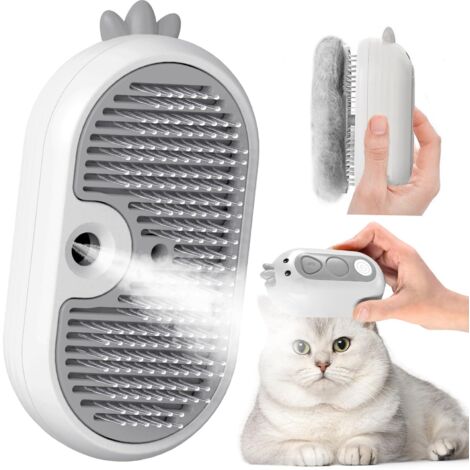 Steam Cat Brush with Release Button, Rechargeable Steam Brush for Long and Short Hair, Cats, Dogs, Rabbits, Self-Cleaning Brush for Pet Grooming